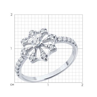 Кольцо из серебра с фианитом «Белый Лотос» Соколов (арт.94-110-00084-1)