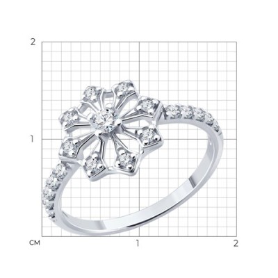 Кольцо из серебра с фианитом «Белый Лотос» Соколов (арт.94-110-00084-1)