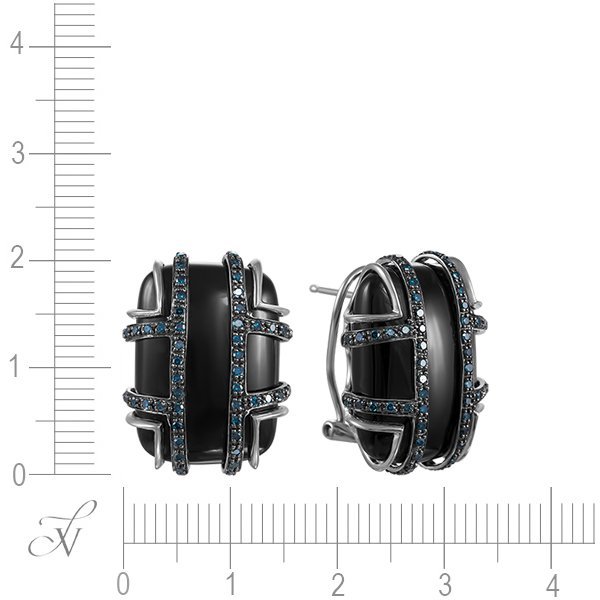 Серьги из белого золота с бриллиантом и ониксом (Арт.e14367c_sr_dl_ox_wg)