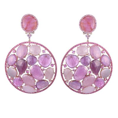 Серьги из золота с корундом и сапфиром (Арт.e3180k_ps_cr_pink)