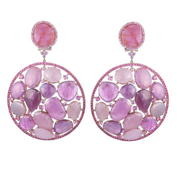 Серьги из золота с корундом и сапфиром (Арт.e3180k_ps_cr_pink)