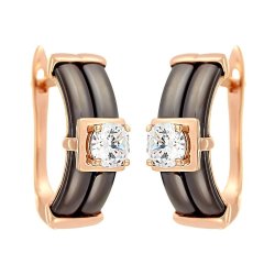 Серьги из серебра с керамикой и куб. цирконием (Арт.tc-e00707-br-g-w-x-x)