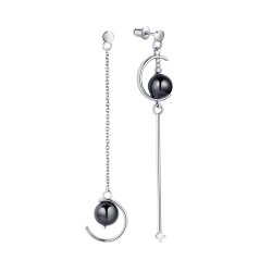 Серьги из серебра с керамикой и фианитом (Арт.tc-e01487-b-w-w-x-w)