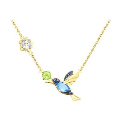 Колье золотое пробы 585 с миксом камней (Арт.770153-2)