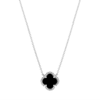 Ожерелье серебряное с керамикой «Lucky Clover» Fresh Jewelry (арт.TC-N01829-B-W-X-X-X)