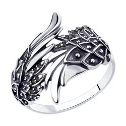 Кольцо из чернёного серебра с чёрными фианитами (Арт.95010096)
