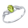 Кольцо из серебра с хризолитом и фианитами (Арт.94-310-00177-2)