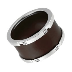 Кольцо из серебра с керамикой и куб. цирконием (Арт.tm-r00942-br-w-x-x-w)