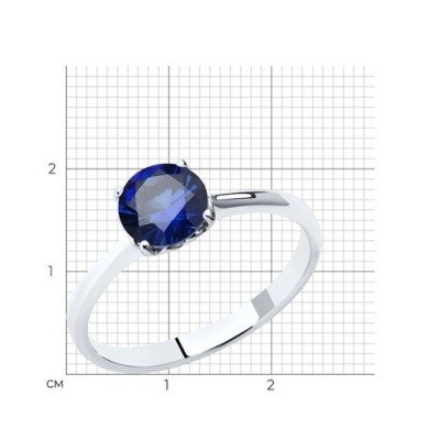 Кольцо из серебра с синим корундом «Ночная Грани» Соколов (арт.88010056)