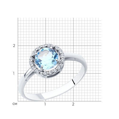 Кольцо из серебра с топазом и фианитами (Арт.92011016)