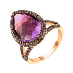 Кольцо из золота с аметистом и бриллиантом (Арт.mr32396y-16_ko_do_am_pink)