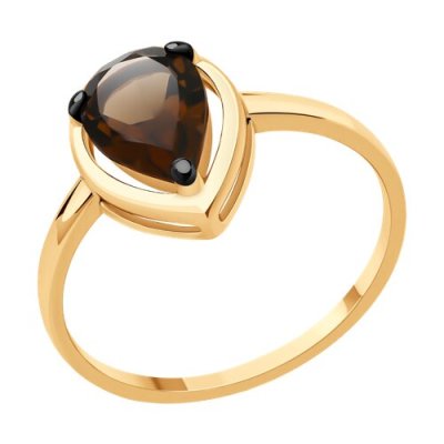 Кольцо из золочёного серебра с раухтопазом (Арт.92014353)