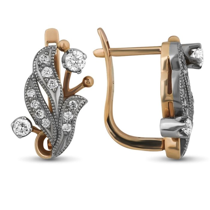 Серьги из золота с бриллиантом Русские Самоцветы (Арт.17740)