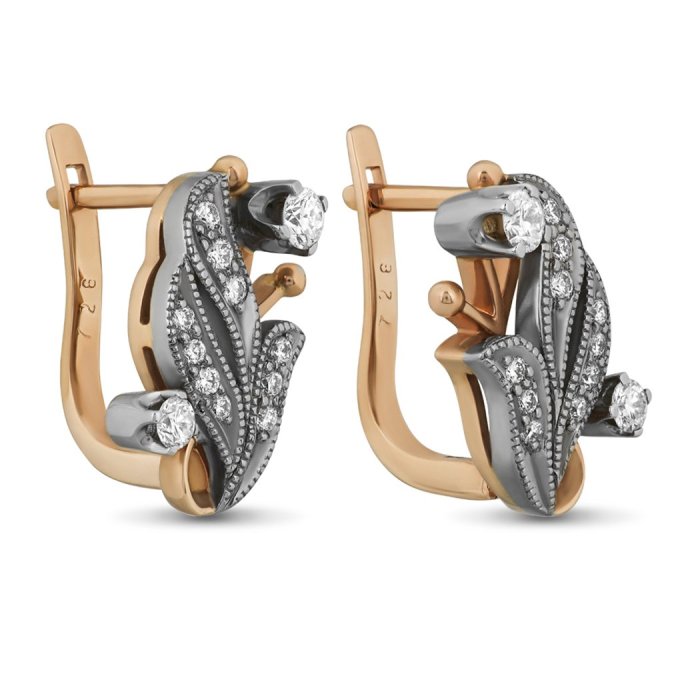 Серьги из золота с бриллиантом Русские Самоцветы (Арт.17740)