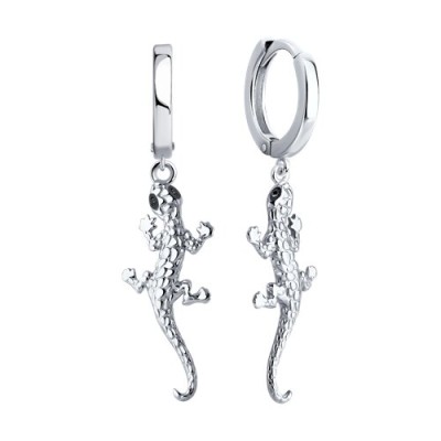 Серьги из серебра с фианитами «Ящерка удачи» Соколов (арт.94026657)