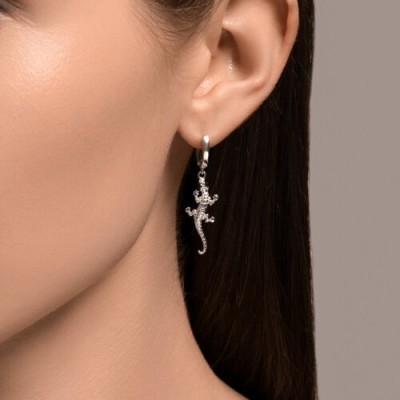 Серьги из серебра с фианитами «Ящерка удачи» Соколов (арт.94026657)