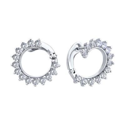 Серьги из серебра с фианитами «Солнечный круг» Соколов (арт.94026880)