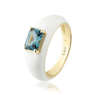 Кольцо с топазом London Blue «Белый шёлк» золото Au 585 Русские самоцветы (арт.95736)