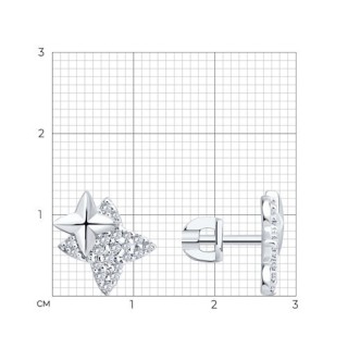 Серьги из серебра с фианитами «Полярная звезда» Соколов (арт.9402)