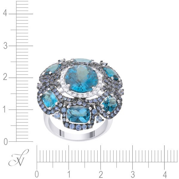 Кольцо из белого золота с бриллиантом и сапфиром (Арт.rg-32682_ko_sa_lt_wg)