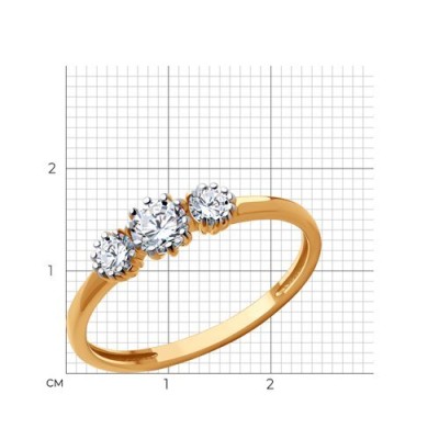 Кольцо из золота с фианитами «Три Созвездия» Соколов (арт.51-110-01858-1)