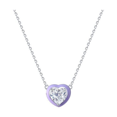 Колье из серебра с фианитом и эмалью (Арт.94071252)