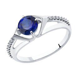 Кольцо из серебра с корундом и фианитами (Арт.94-310-00356-1)
