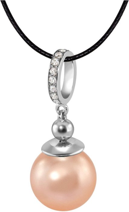 Кулон из серебра с жемчугом и куб. цирконием (Арт.aap-1-b-12-12-s)