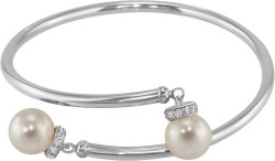 Браслет из серебра с жемчугом и кристаллом swarovski (Арт.abb-4-10-2-s)
