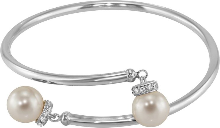 Браслет из серебра с жемчугом и кристаллом swarovski (Арт.abb-4-10-2-s)