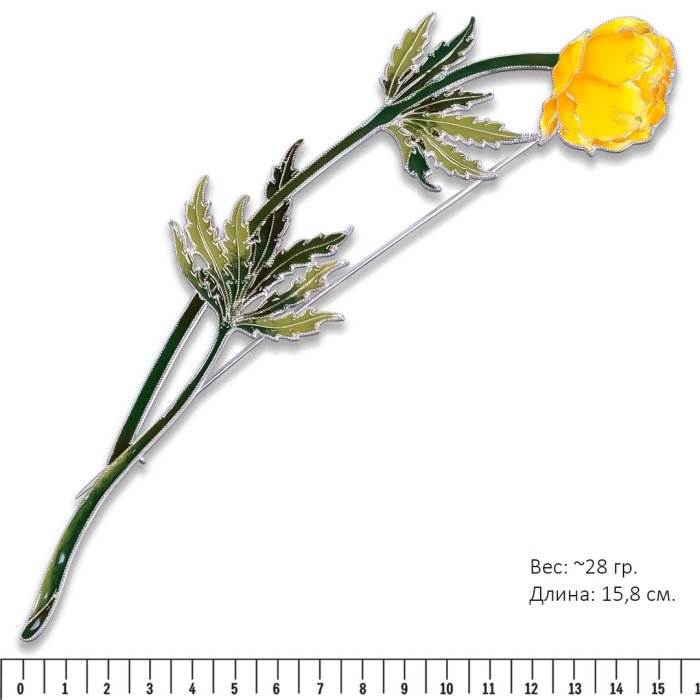 Брошь из серебра Т.Полякова "Купальница" (Арт.41495)