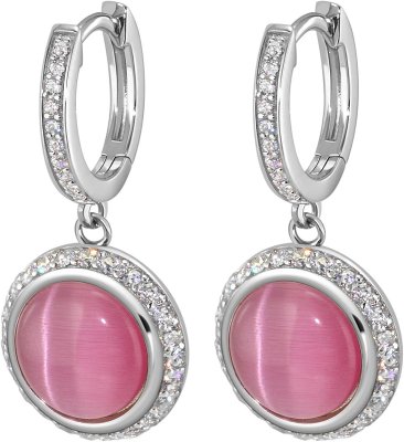 Серьги из серебра с кошачим глазом и куб. цирконием (Арт.fgs-2-10-h-31-s)