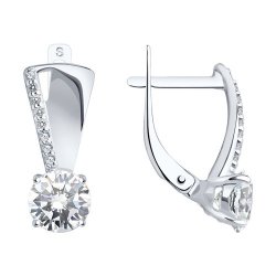 Серьги из серебра с фианитами (Арт.94022945)