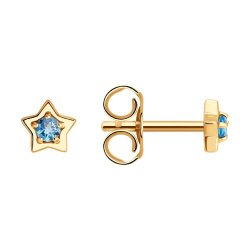 Серьги пусеты золотые пробы 585 с топазом (Арт.729230)
