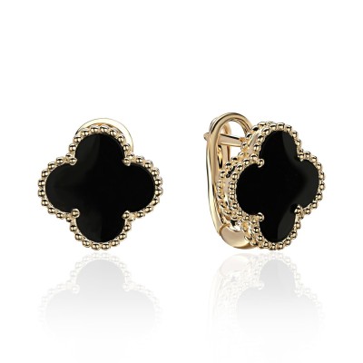 Серьги белое золото с агатом «Stylish Clover» ESTET (арт.01С4214170-1)