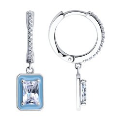 Серьги из серебра с фианитами и эмалью (Арт.94026067)