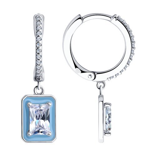 Серьги из серебра с фианитами и эмалью (Арт.94026067)