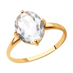 Кольцо золотое пробы 585 с горным хрусталем (Арт.716884)
