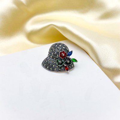 Брошь Серебряные крылья (Арт.08392617mix_kubcirkonii_jemal_markazit)