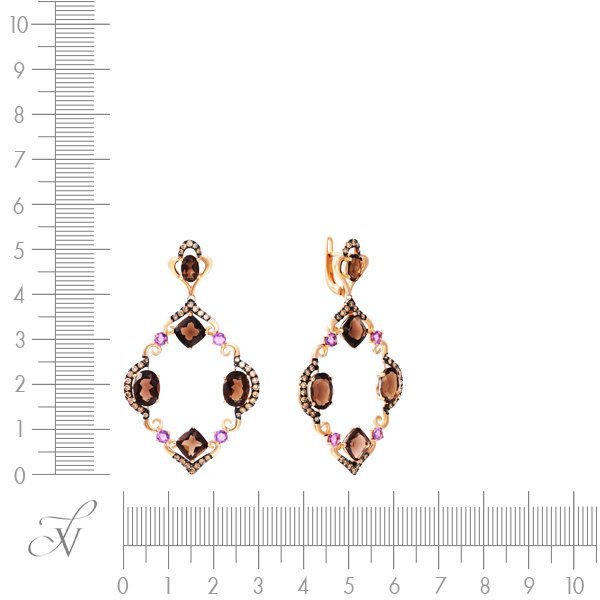 Серьги из золота с аметистом и бриллиантом (Арт.aas-3373e_sr_dn_am_sq_pink)