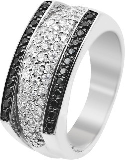 Кольцо с бриллиантами «Black&White Elegance» из белого золота Diamanti (арт.7VE041GBN)
