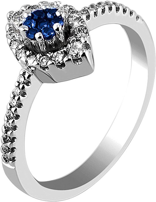 Кольцо из белого золота с бриллиантом и сапфиром (Арт.anb_1492)