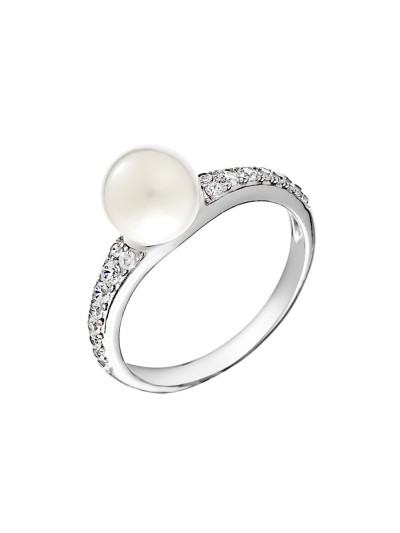 Кольцо серебряное с жемчугом и фианитами «Nautilus» Fresh Jewelry (арт.PI-R2429-2-X-W-PN-X-W)