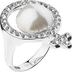 Кольцо из серебра с жемчугом и кристаллом swarovski (Арт.qcrrelle)