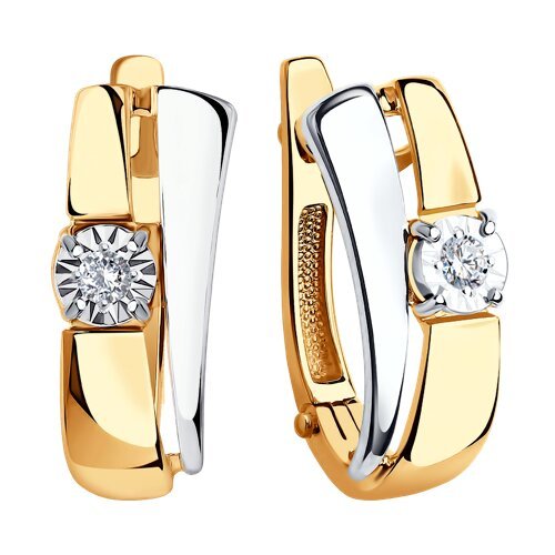 Серьги из комбинированного золота с бриллиантами (Арт.1021054)