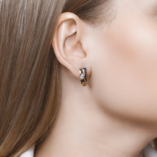 Серьги из комбинированного золота с бриллиантами (Арт.1021054)