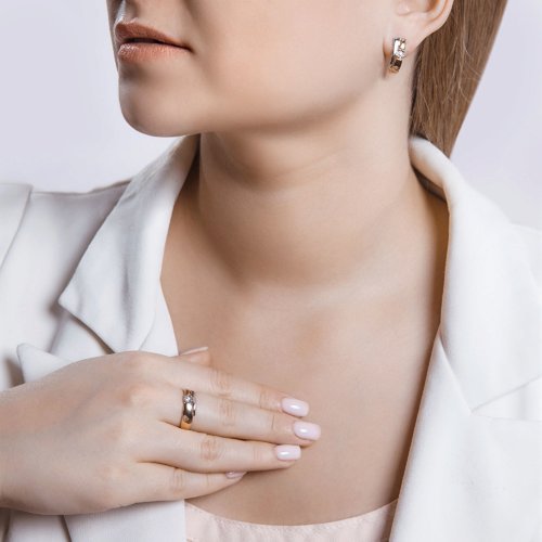 Серьги из комбинированного золота с бриллиантами (Арт.1021054)