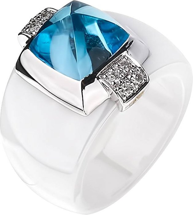 Кольцо из белого золота с бриллиантом и топазом (Арт.ti016gctb)