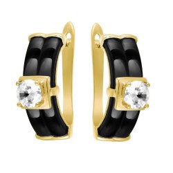Серьги из серебра с керамикой и куб. цирконием (Арт.tc-e00707-br-l-w-x-x)