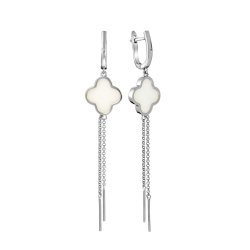 Серьги из серебра с керамикой и фианитом (Арт.tc-e01589-w-w-x-x-w)